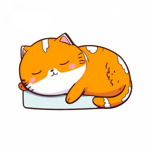 Set 4 bucati, Sticker decorativ, Pisicuta adormita, Rezistent la apa, NO10265, 10 cm, Multicolor