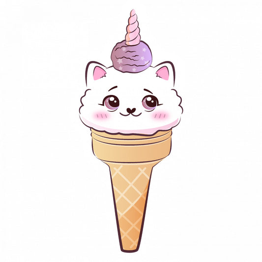 Set 4 bucati, Sticker decorativ, Pisicuta delicioasa, Rezistent la apa, NO7501, 10 cm, Multicolor