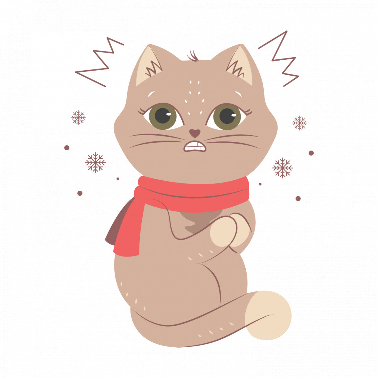 Set 4 bucati, Sticker decorativ, Pisicuta infrigurata, Rezistent la apa, NO7502, 10 cm, Multicolor