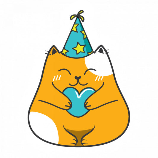 Set 4 bucati, Sticker decorativ, Pisicuta la petrecere, Rezistent la apa, NO7509, 10 cm, Multicolor