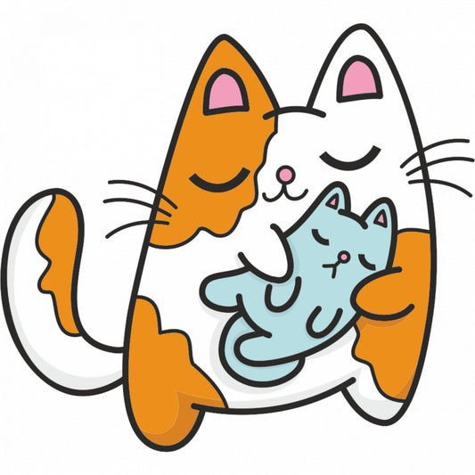 Set 4 bucati, Sticker decorativ, Pisicuta mama, Rezistent la apa, NO7510, 10 cm, Multicolor