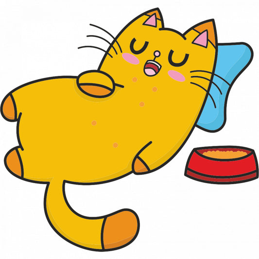 Set 4 bucati, Sticker decorativ, Pisicuta somnoroasa, Rezistent la apa, NO7512, 10 cm, Multicolor