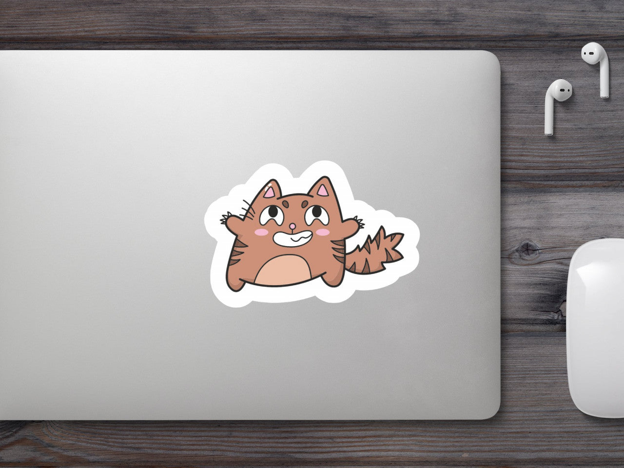 Set 4 bucati, Sticker decorativ, Pisicuta speriata, Rezistent la apa, NO7513, 10 cm, Multicolor