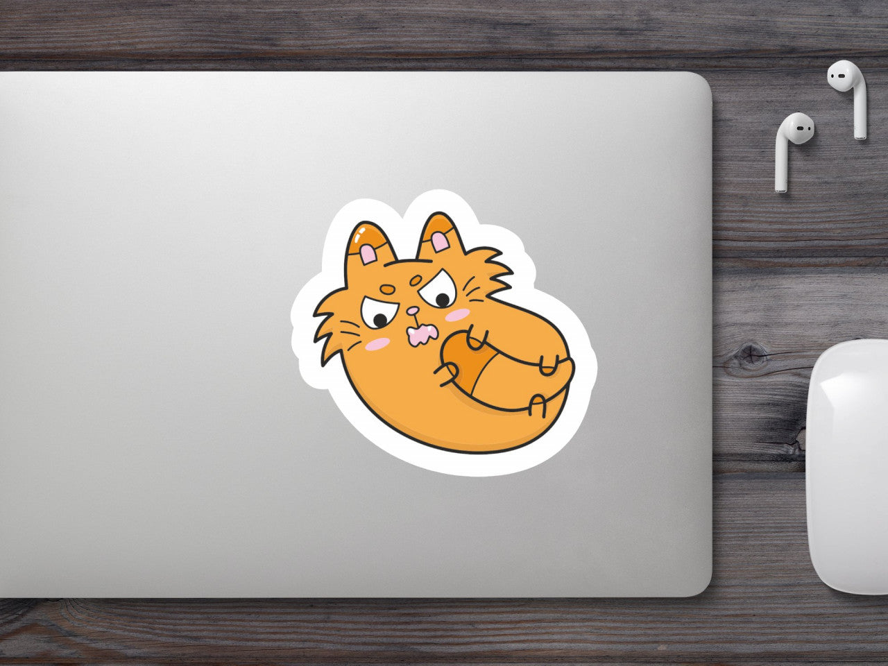 Set 4 bucati, Sticker decorativ, Pisicuta suparata, Rezistent la apa, NO7514, 10 cm, Multicolor