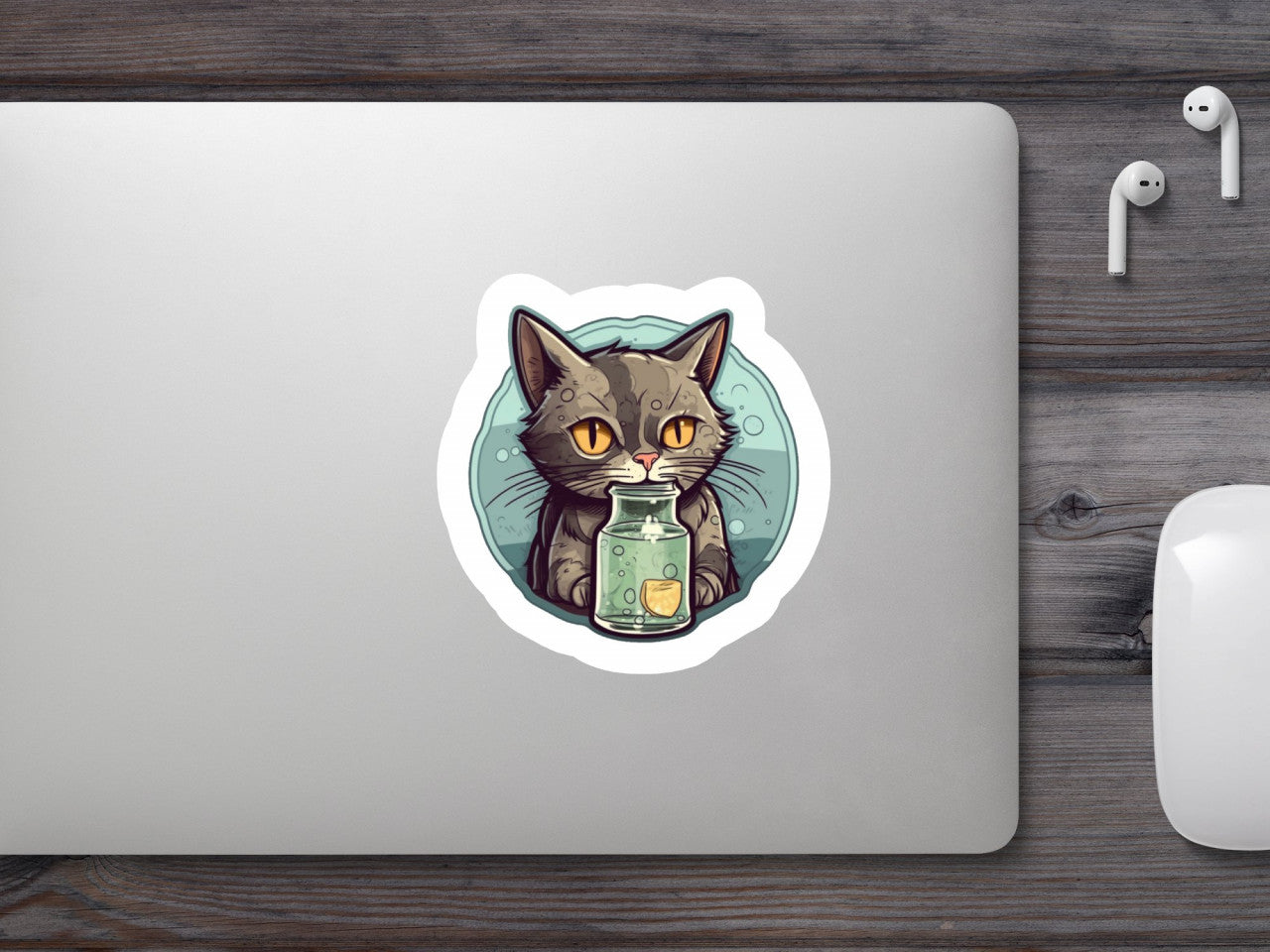 Set 4 bucati, Sticker decorativ, Pisicuta vrajitoare, Rezistent la apa, NO7515, 10 cm, Multicolor