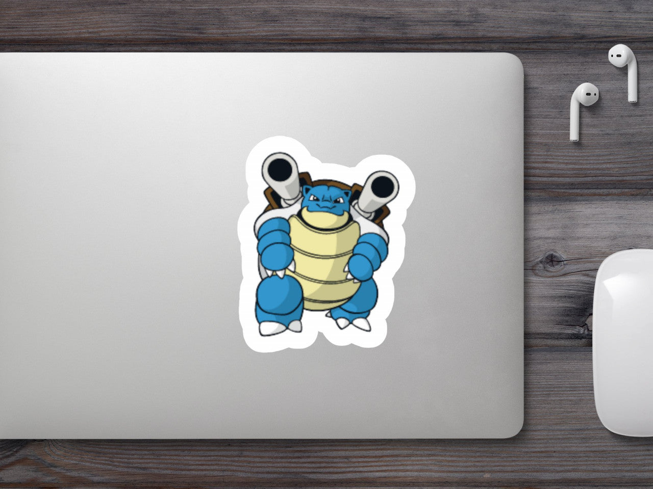 Set 4 bucati, Sticker decorativ, Pokemon Blastoise cu tunuri, Rezistent la apa, NO7548, 10 cm, Multicolor