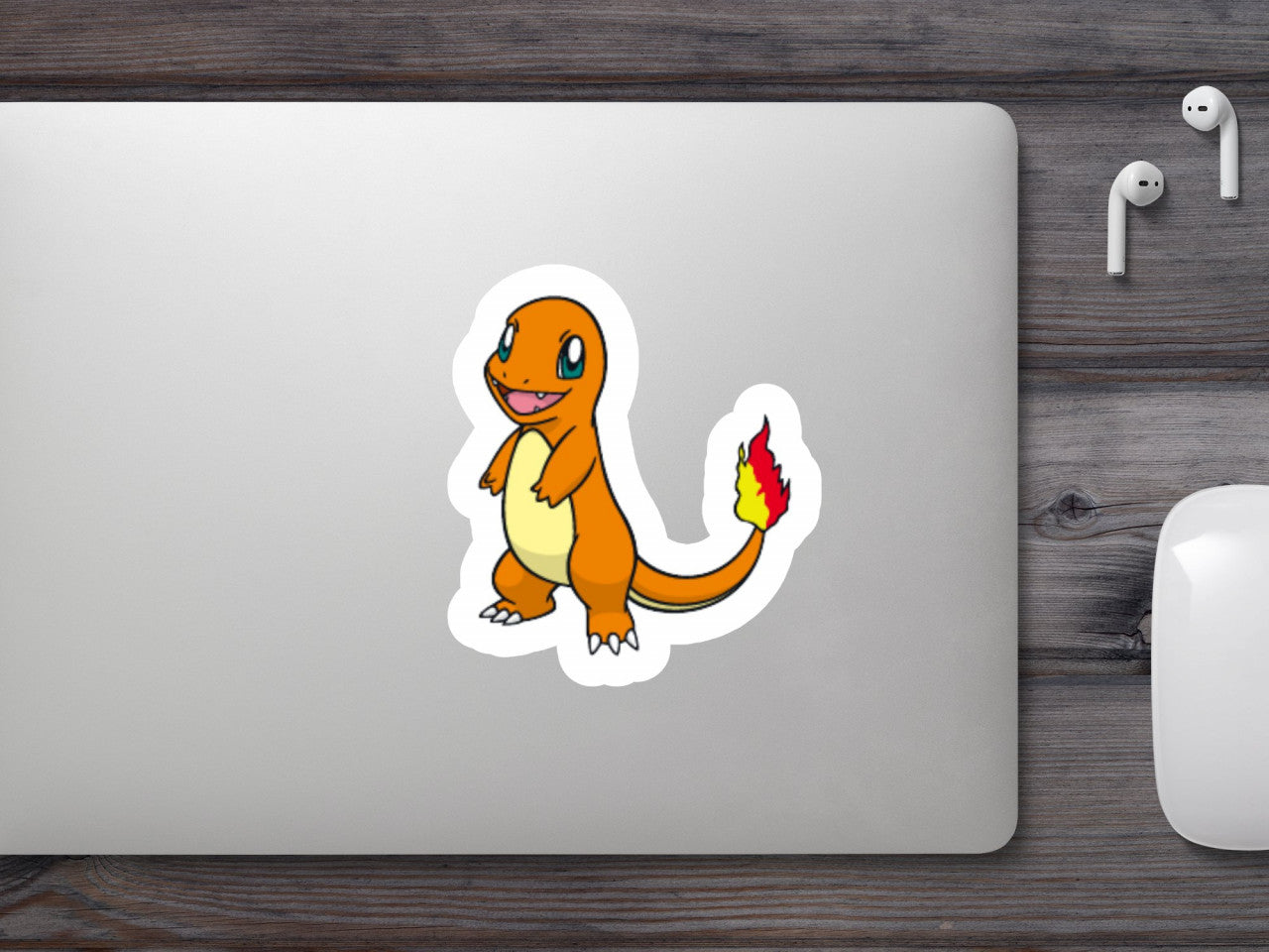 Set 4 bucati, Sticker decorativ, Pokemon Charmander copil, Rezistent la apa, NO7555, 10 cm, Multicolor