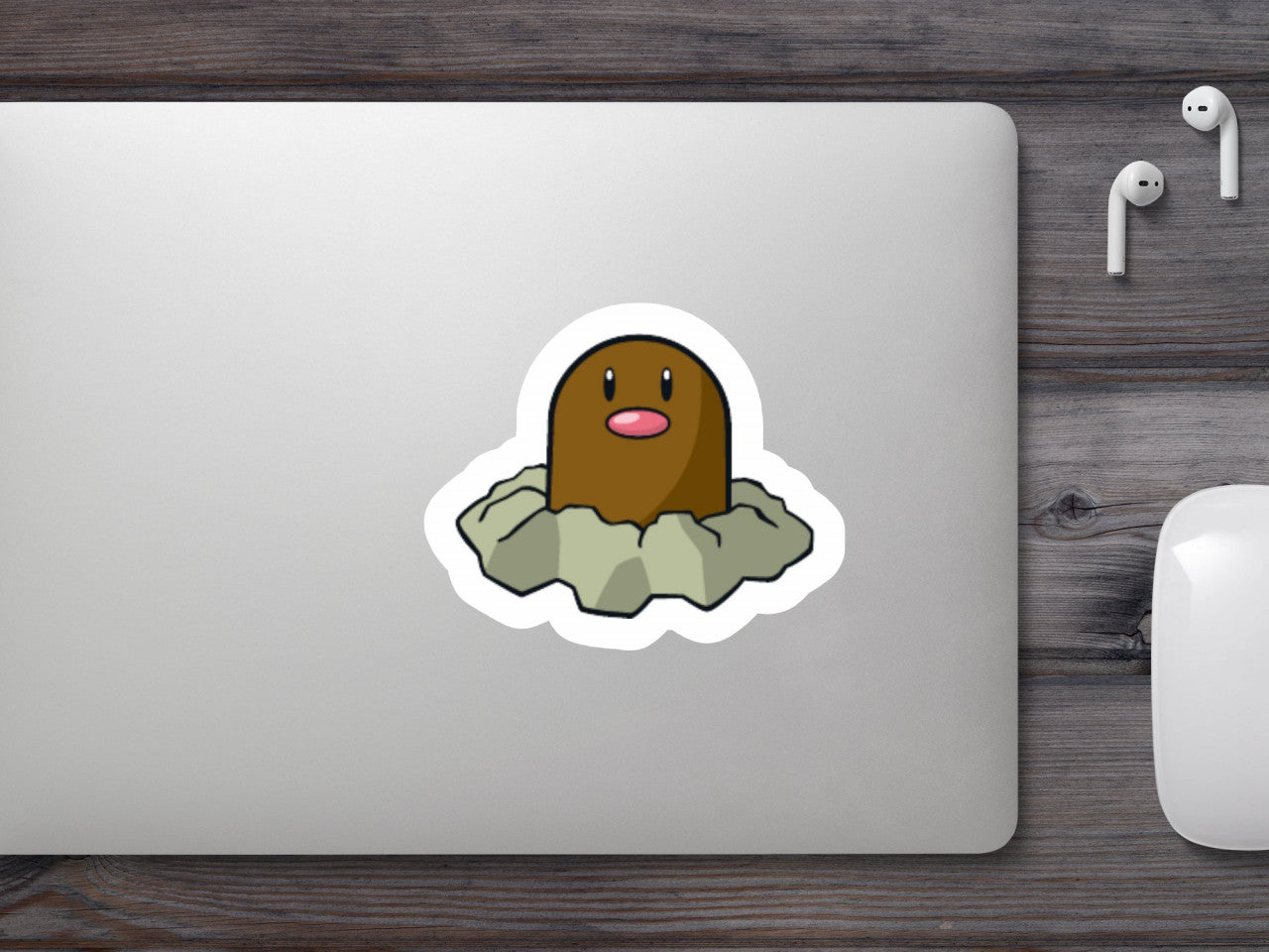 Set 4 bucati, Sticker decorativ, Pokemon Diglett cu nas, Rezistent la apa, NO7562, 10 cm, Multicolor