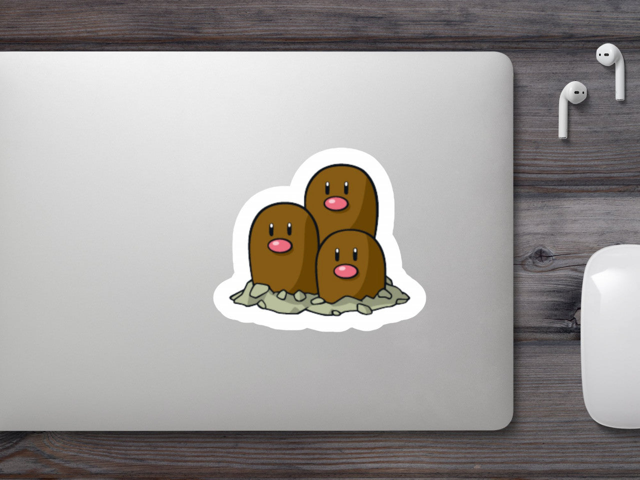 Set 4 bucati, Sticker decorativ, Pokemon Diglett, Rezistent la apa, NO7563, 10 cm, Multicolor