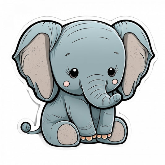 Set 4 bucati, Sticker decorativ, Pui de elefant, Rezistent la apa, NO7733, 10 cm, Multicolor