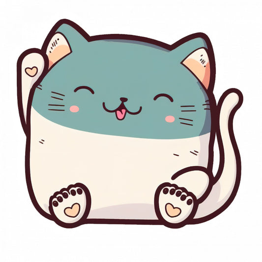 Set 4 bucati, Sticker decorativ, Pui de pisica fericita, Rezistent la apa, NO7736, 10 cm, Multicolor