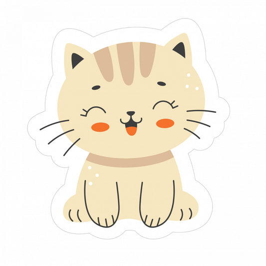 Set 4 bucati, Sticker decorativ, Pui de pisica, Rezistent la apa, NO7740, 10 cm, Multicolor