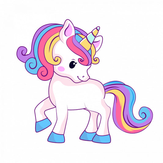 Set 4 bucati, Sticker decorativ, Puiut de Unicorn, Rezistent la apa, NO7742, 10 cm, Multicolor