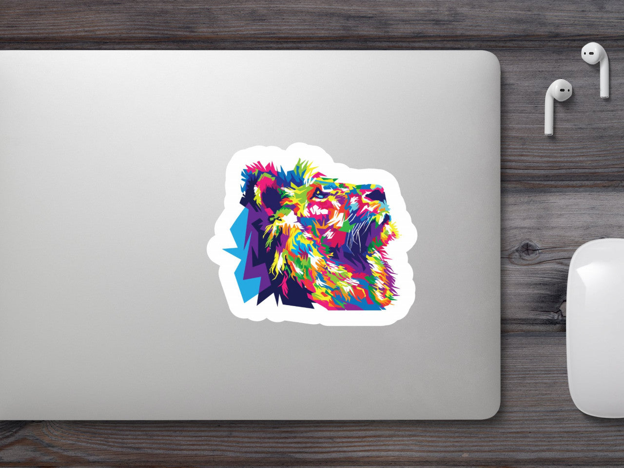 Set 4 bucati, Sticker decorativ, Rainbow Lion, Rezistent la apa, NO7753, 10 cm, Multicolor