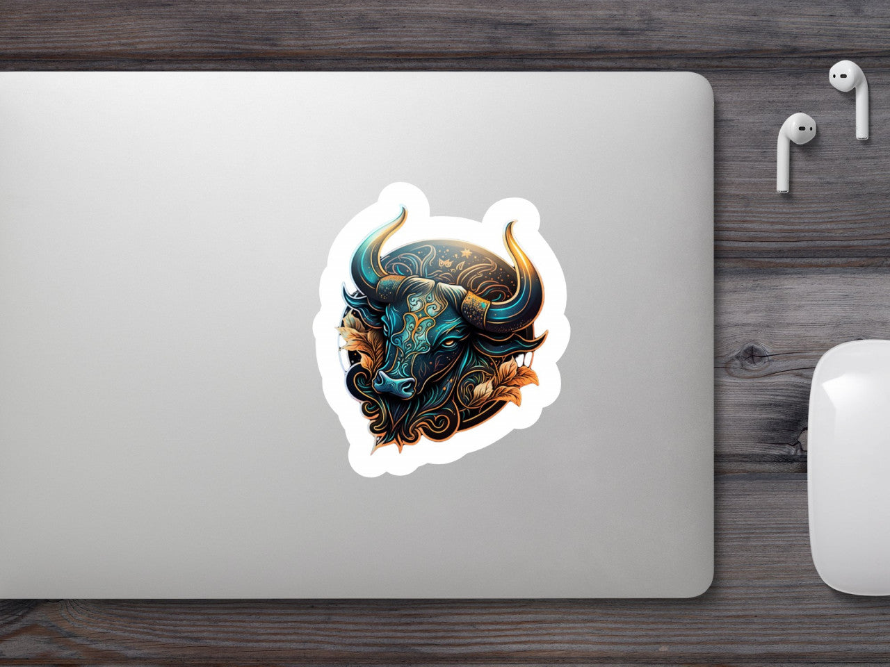 Set 4 bucati, Sticker decorativ, Semn zodiacal pentru zodia Taur, Rezistent la apa, NO8329, 10 cm, Multicolor