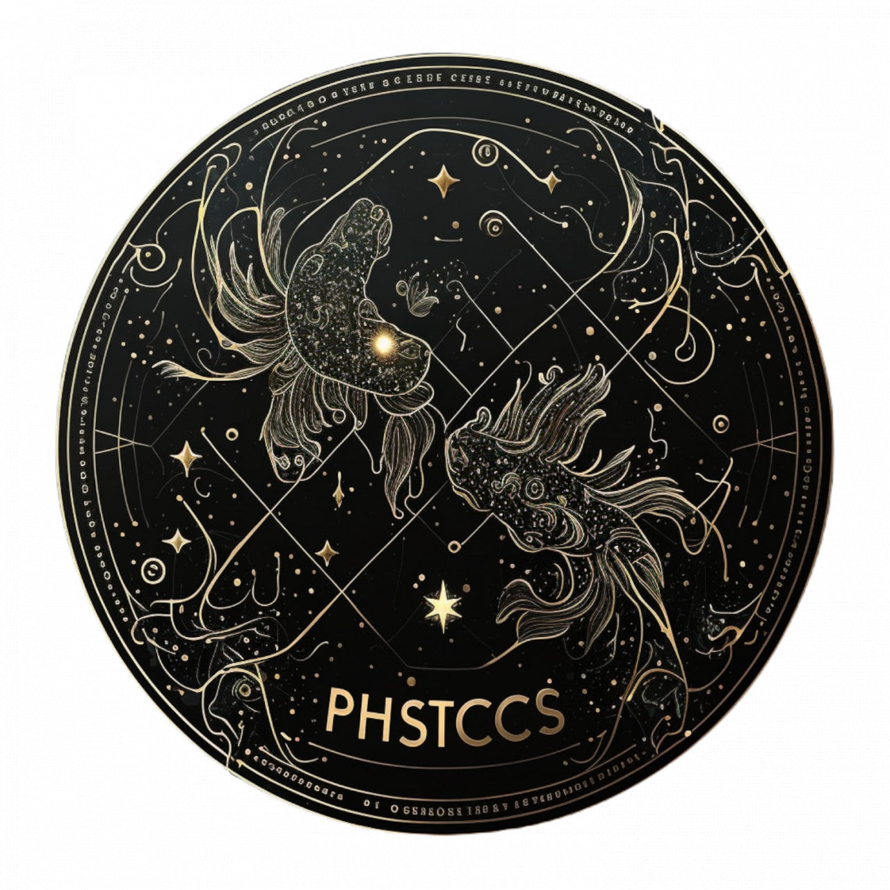 Set 4 bucati, Sticker decorativ, Semn zodiacal Pesti, Rezistent la apa, NO8454, 10 cm, Multicolor