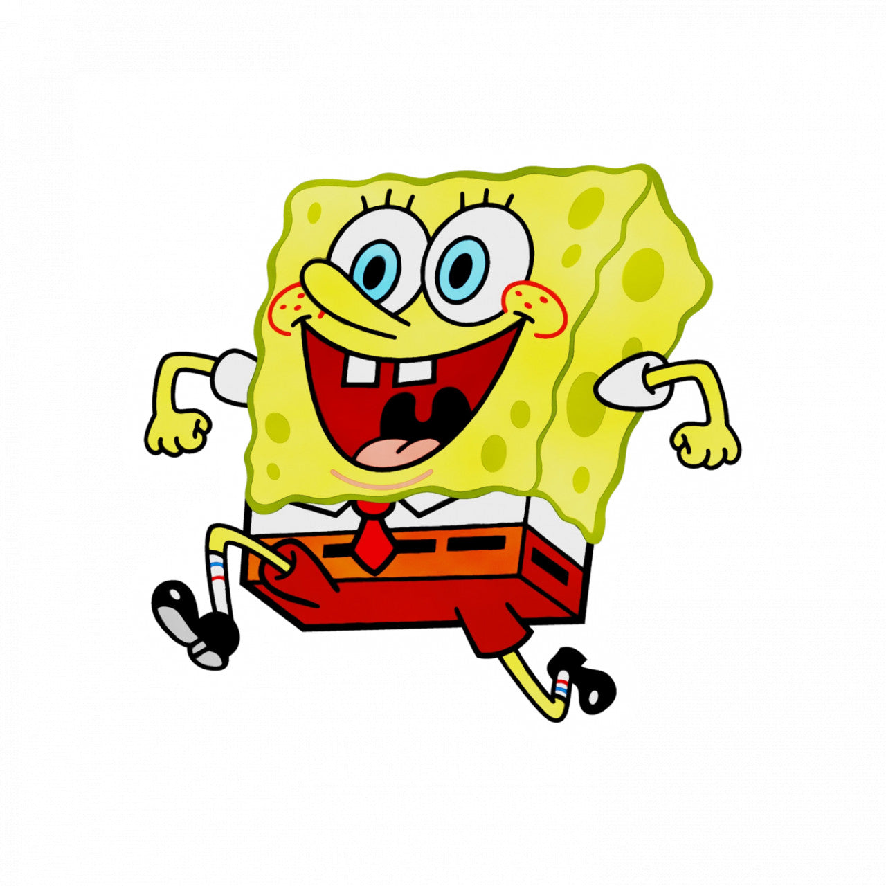 Set 4 bucati, Sticker decorativ, SpongeBob alergand Meme, Rezistent la apa, NO8306, 10 cm, Multicolor