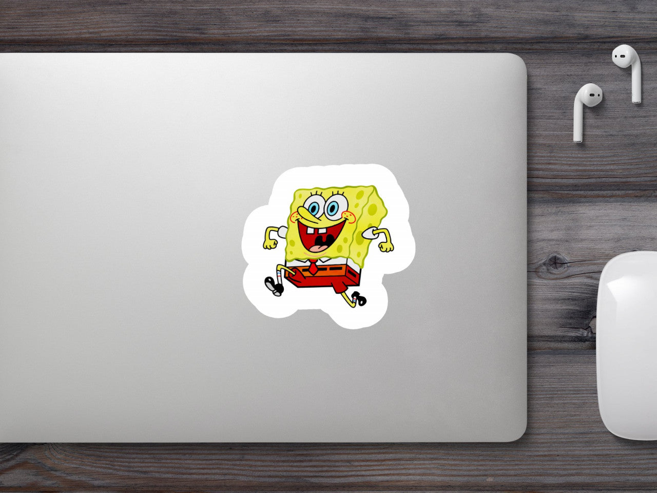 Set 4 bucati, Sticker decorativ, SpongeBob alergand Meme, Rezistent la apa, NO8306, 10 cm, Multicolor