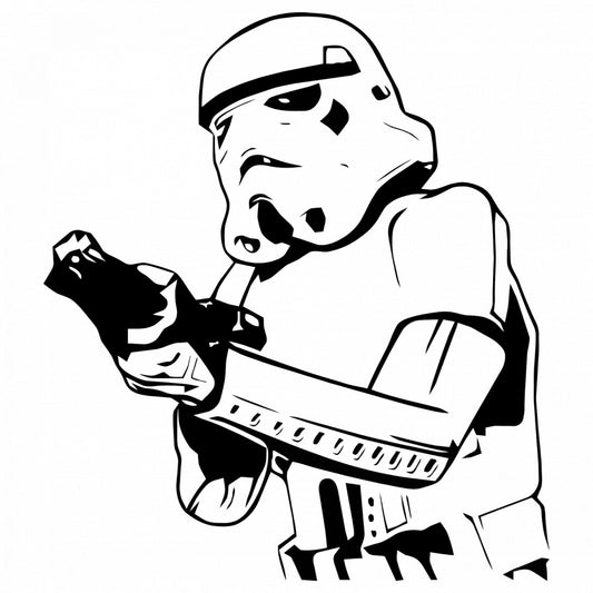 Set 4 bucati, Sticker decorativ, Star Wars Stormtrooper cu arma in mana, Rezistent la apa, NO9881, 10 cm, Multicolor