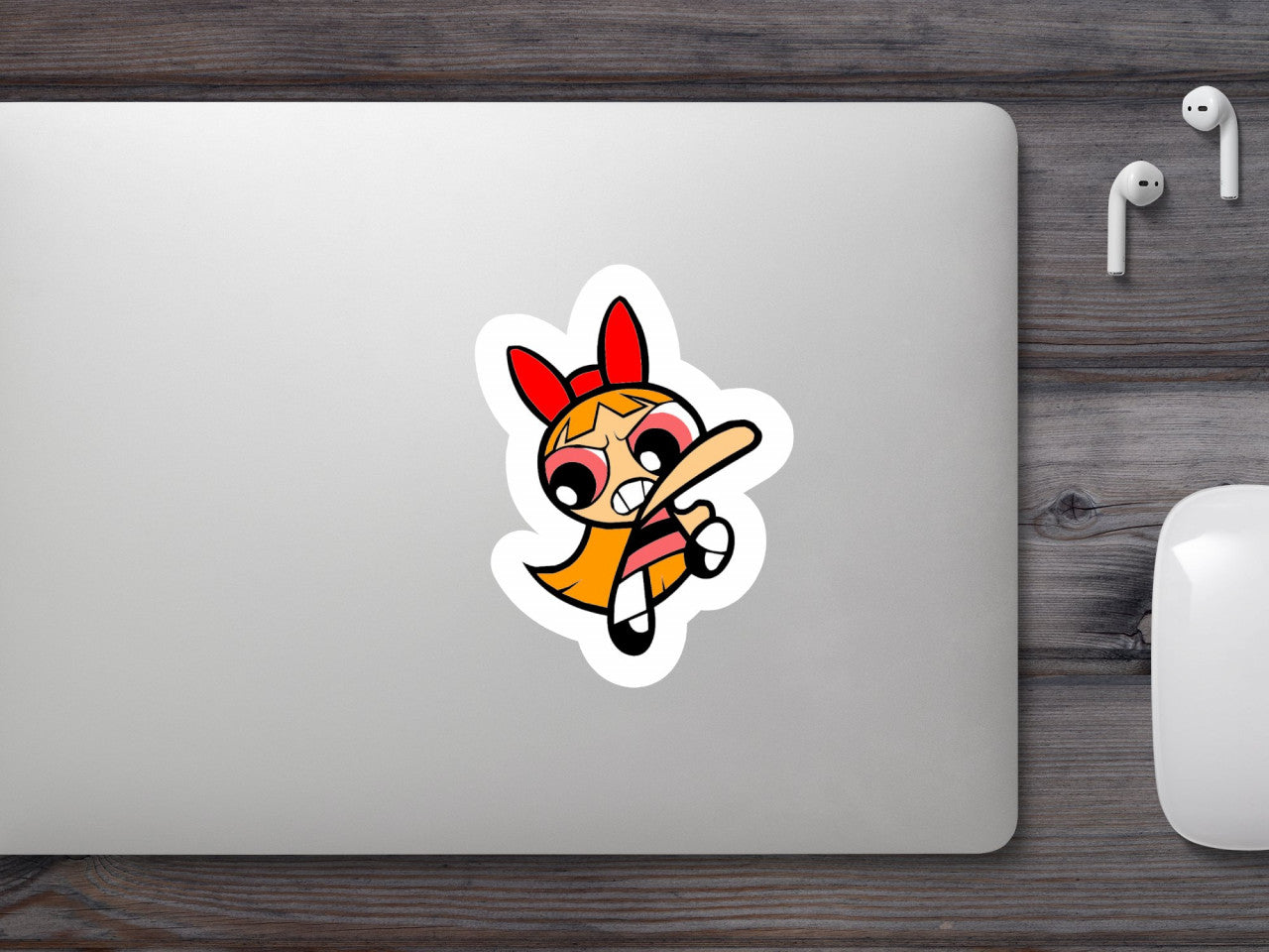 Set 4 bucati, Sticker decorativ, The Powerpuff Girls Blossom nervoasa, Rezistent la apa, NO8011, 10 cm, Multicolor