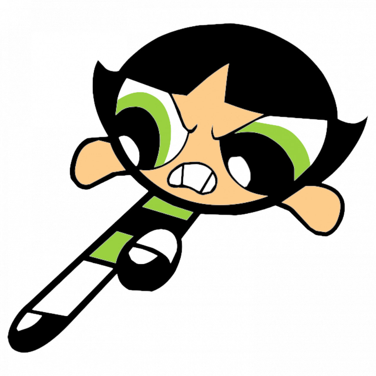 Set 4 bucati, Sticker decorativ, The Powerpuff Girls Buttercup, Rezistent la apa, NO7749, 10 cm, Multicolor