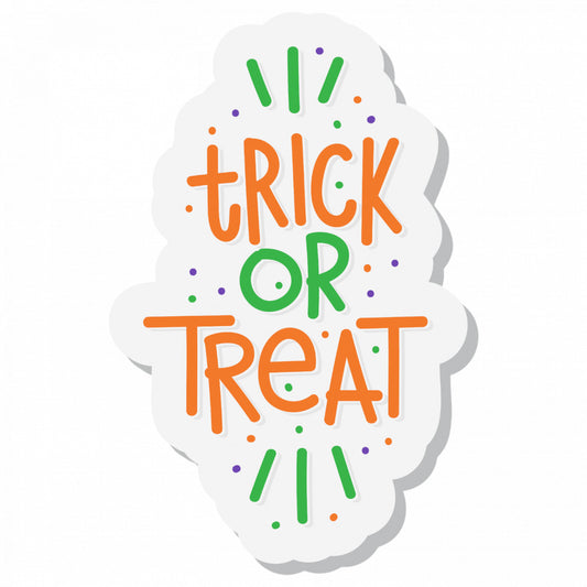 Set 4 bucati, Sticker decorativ, Trick or Treat cu buline, Rezistent la apa, NO7912, 10 cm, Multicolor