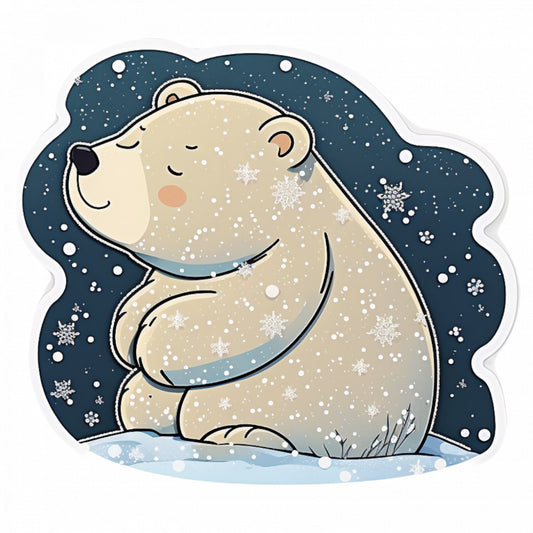 Set 4 bucati, Sticker decorativ, Urs polar pe zapada, Rezistent la apa, NO7891, 10 cm, Multicolor