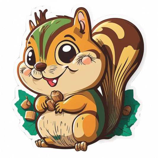 Set 4 bucati, Sticker decorativ, Veverita vesela, Rezistent la apa, NO8410, 10 cm, Multicolor