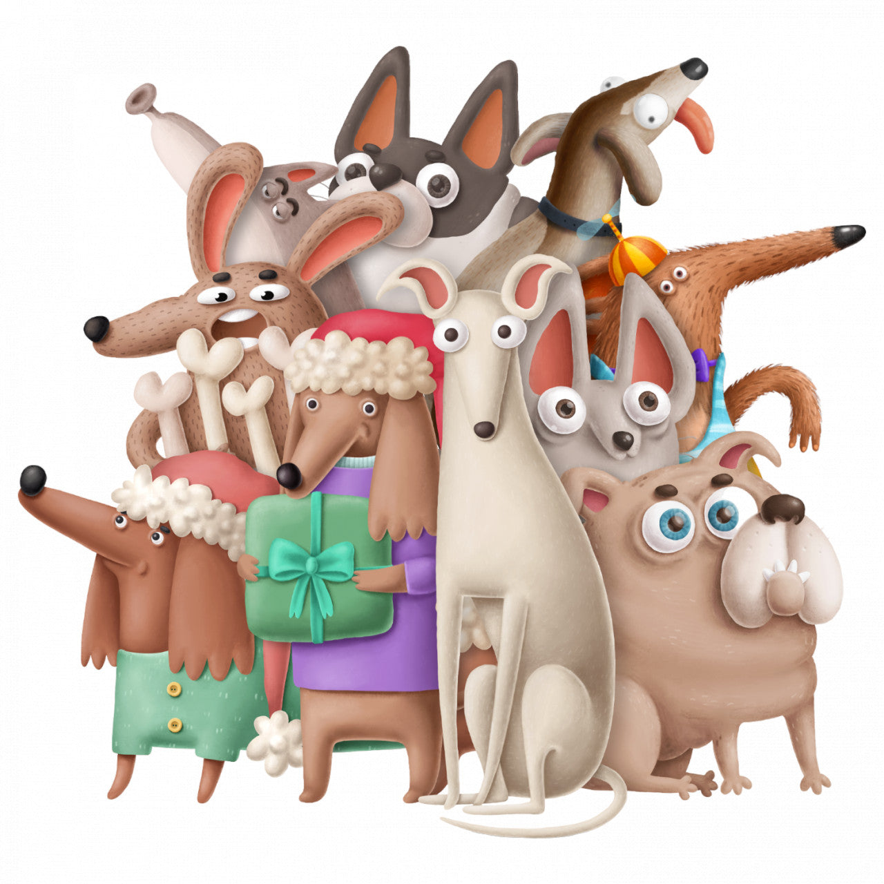 Set 4 bucati, Sticker decorativ, Who let the dogs out, Rezistent la apa, NO8494, 10 cm, Multicolor