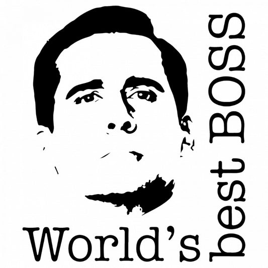 Set 4 bucati, Sticker decorativ, Worlds best boss The Office, Rezistent la apa, NO8462, 10 cm, Multicolor