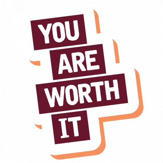 Set 4 bucati, Sticker decorativ, You are worth it, Rezistent la apa, NO8815, 10 cm, Multicolor