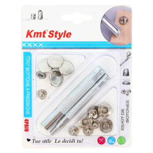 Set 4 capse cu dispozitiv pentru nituire, 15 mm, Argintiu