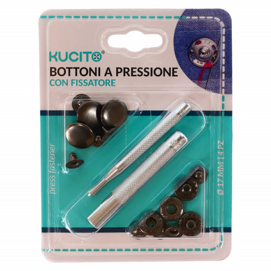 Set 4 capse cu dispozitiv pentru nituire, 17 mm, Gri