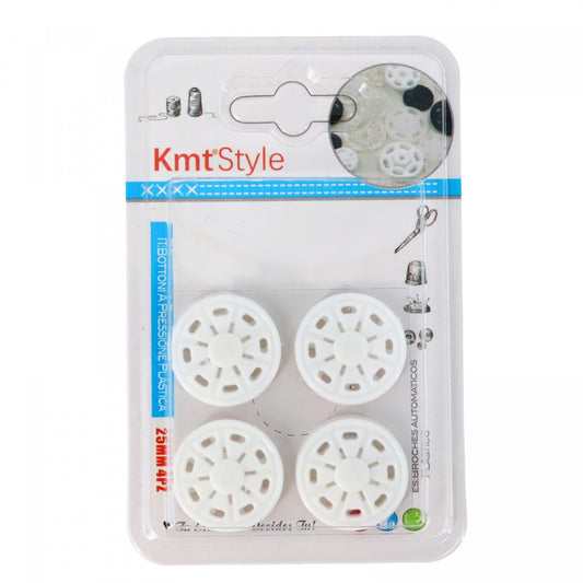 Set 4 capse din plastic, NO54, 2.5 cm, Alb