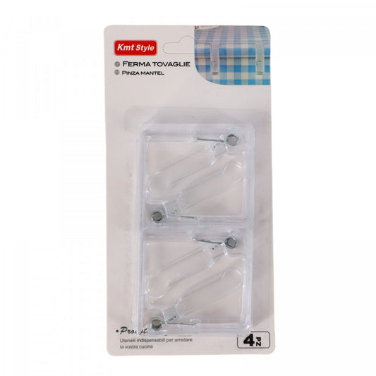 Set 4 cleme pentru prins fata de masa, NO543, Transparent