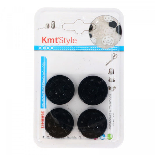 Set 4 nasturi din plastic, tip capse, NO619, 2.5 cm, Negru