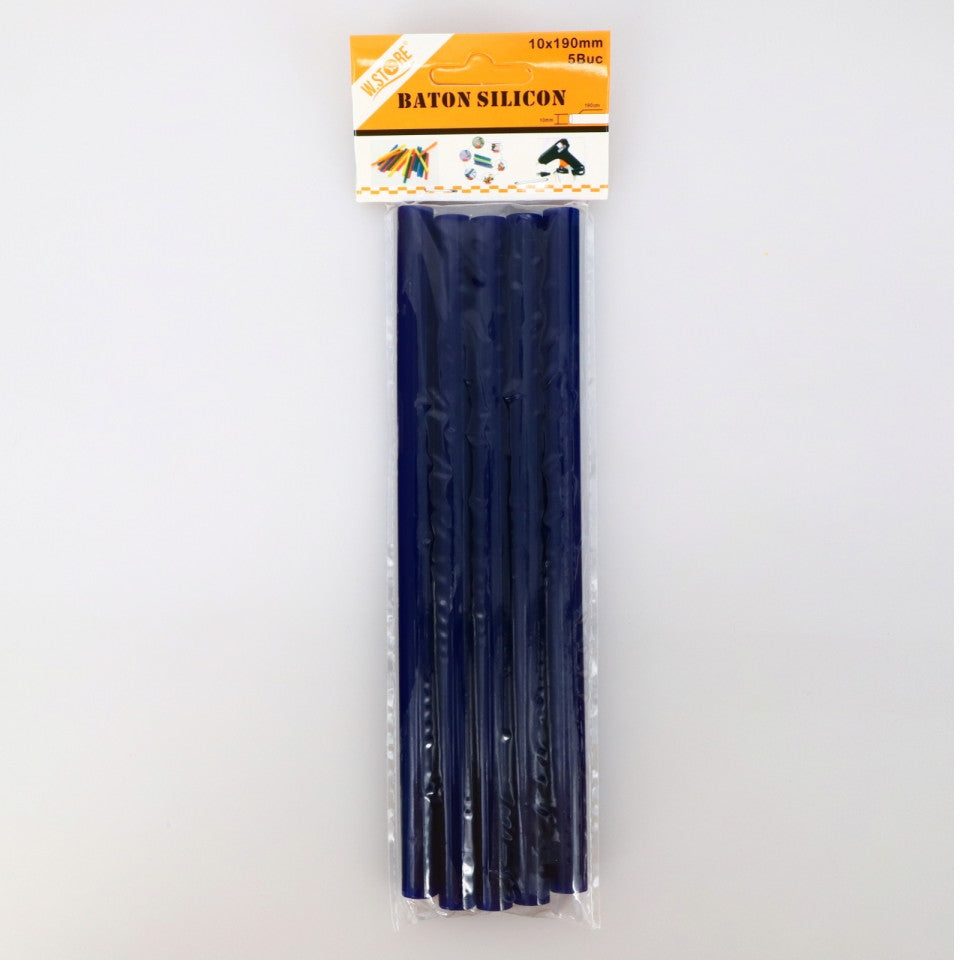 Set 5 bucati, Baton de silicon, rezerve pentru pistolul de lipit, NO166, 1 x 19 cm, Albastru inchis