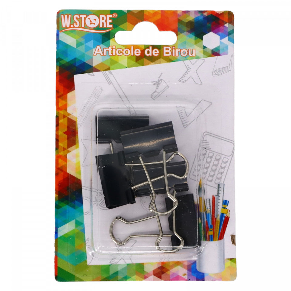 Set 5 bucati, Clipsuri metalice, 2.5 cm, Negru