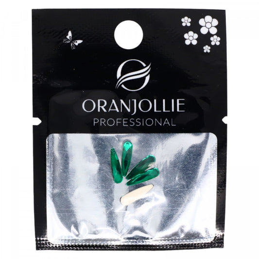 Set 5 bucati, Cristale pentru unghii, NO27, 0.3 x 1 cm, Verde