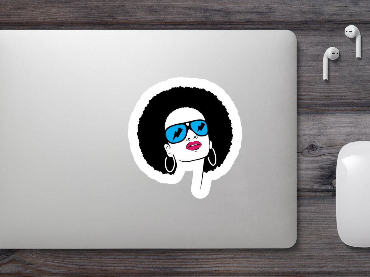 Set 5 bucati, Sticker decorativ, Afro Hair Hippie, Rezistent la apa, NO7914, 6 cm, Multicolor
