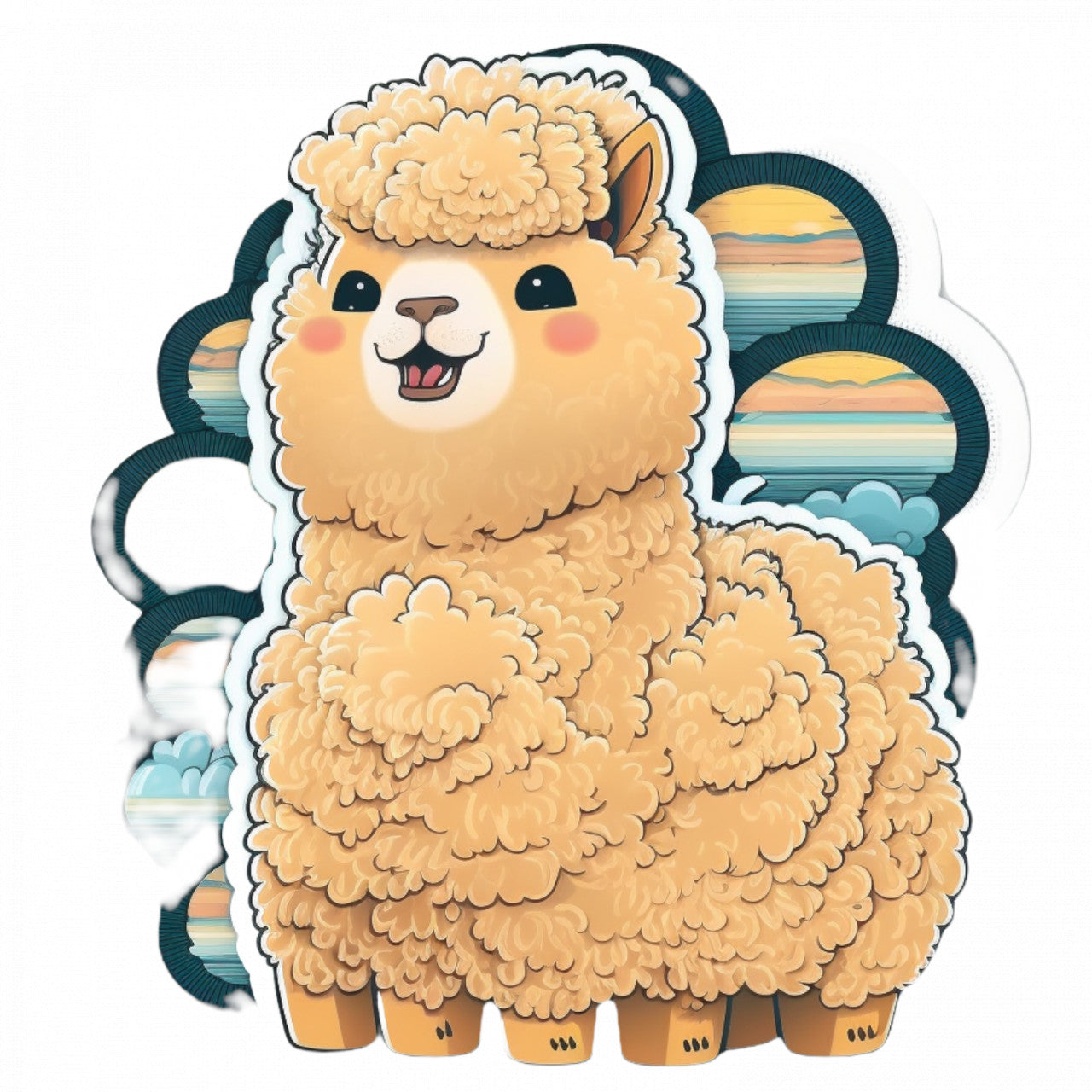 Set 5 bucati, Sticker decorativ, Alpaca de munte, Rezistent la apa, NO7938, 6 cm, Multicolor