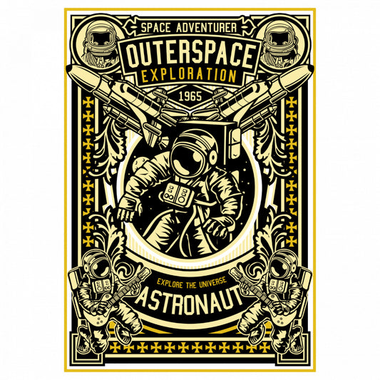 Set 5 bucati, Sticker decorativ, Astronaut Outerspace Exploration, Rezistent la apa, NO7993, 6 cm, Multicolor