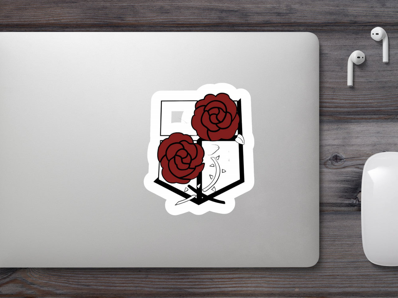 Set 5 bucati, Sticker decorativ, Attack on titan logo, Rezistent la apa, NO8018, 6 cm, Multicolor