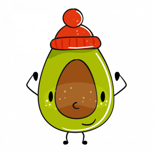 Set 5 bucati, Sticker decorativ, Avocado cu caciulita, Rezistent la apa, NO8032, 6 cm, Multicolor