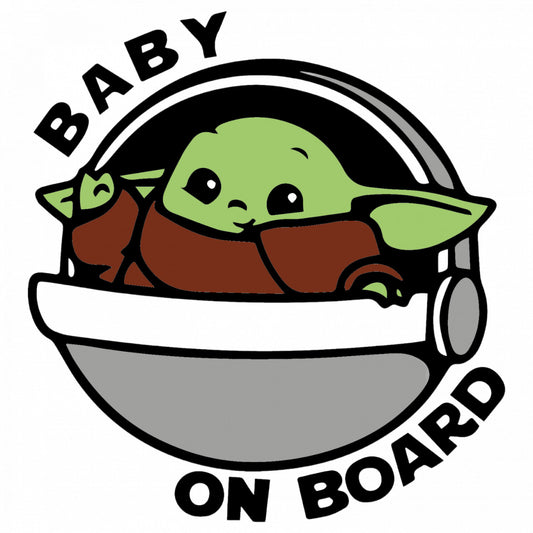 Set 5 bucati, Sticker decorativ, Baby on board Grogu, Rezistent la apa, NO8039, 6 cm, Multicolor