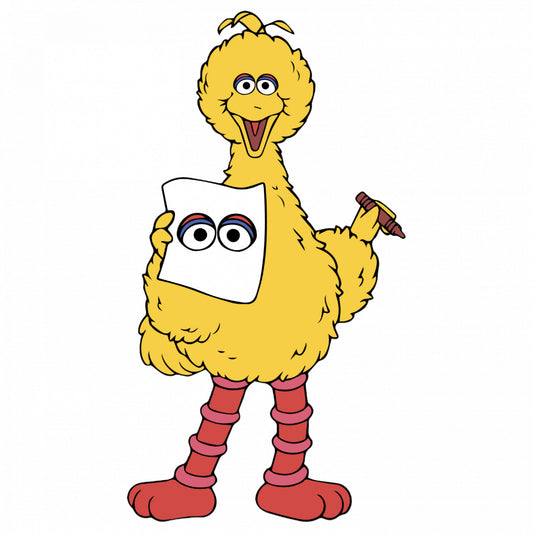 Set 5 bucati, Sticker decorativ, Big Bird Sesame Street coloreaza, Rezistent la apa, NO8535, 6 cm, Multicolor