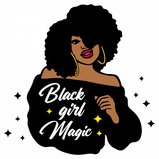 Set 5 bucati, Sticker decorativ, Black girl magic coafura afro, Rezistent la apa, NO8549, 6 cm, Multicolor
