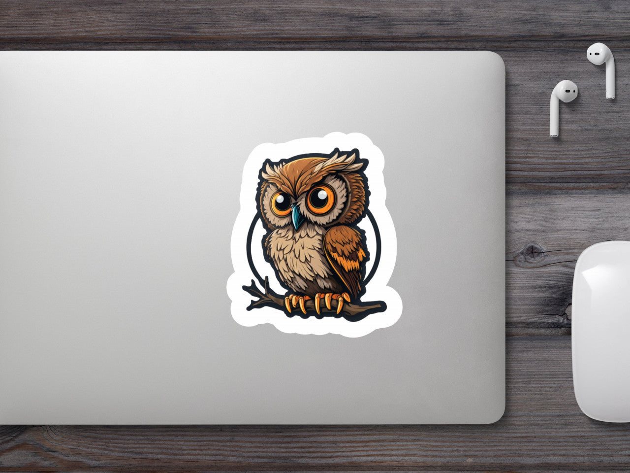 Set 5 bucati, Sticker decorativ, Bufnita incruntata, Rezistent la apa, NO8654, 6 cm, Multicolor