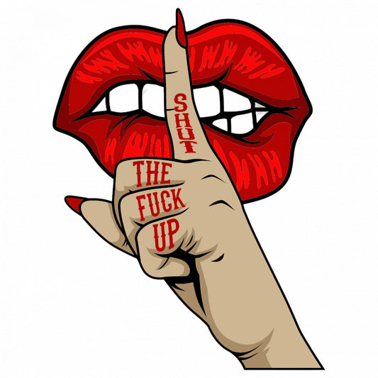 Set 5 bucati, Sticker decorativ, Buze rosii Shhh TFU, Rezistent la apa, NO8668, 6 cm, Multicolor