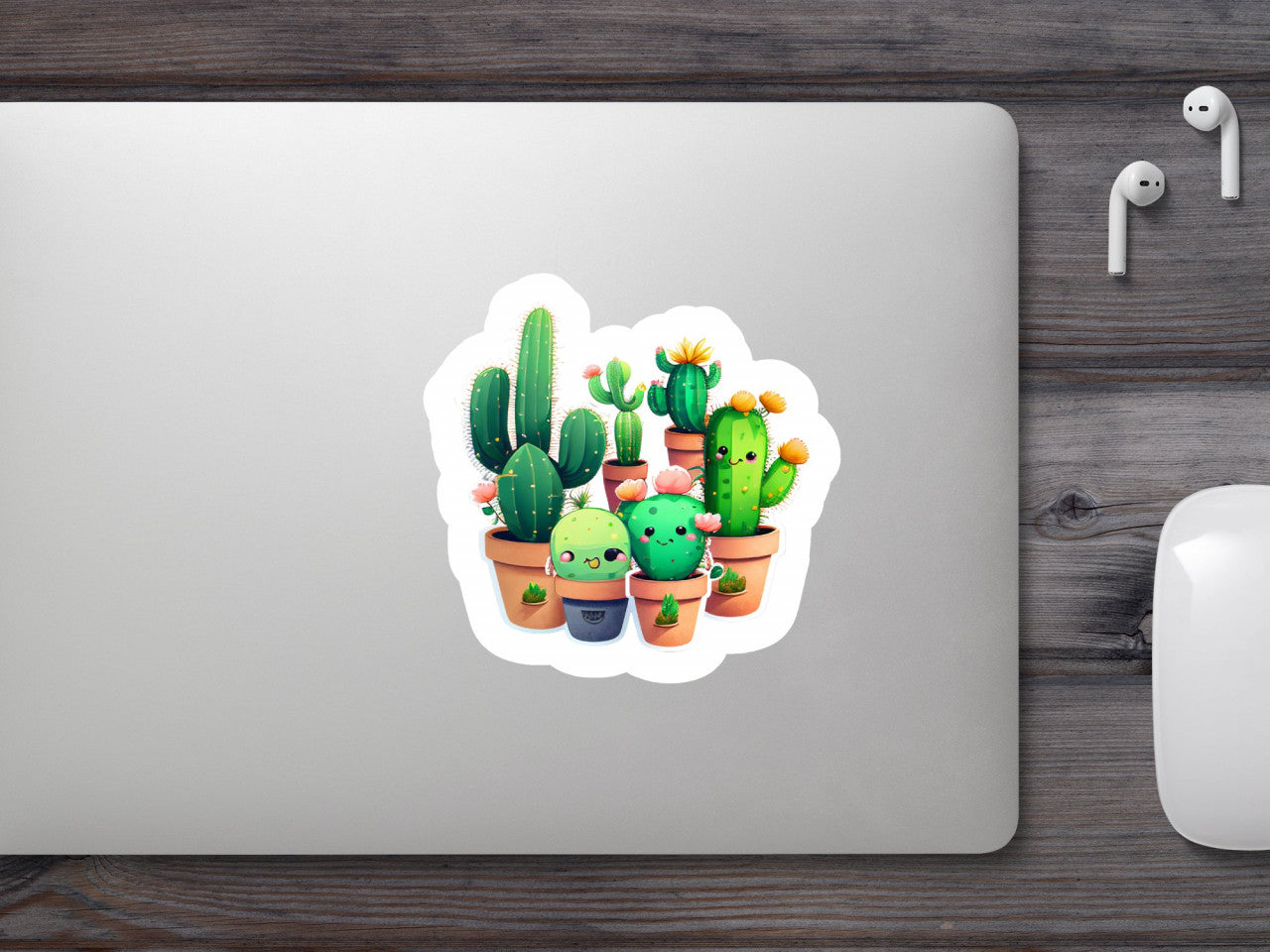 Set 5 bucati, Sticker decorativ, Cactusi, Rezistent la apa, NO8678, 6 cm, Multicolor